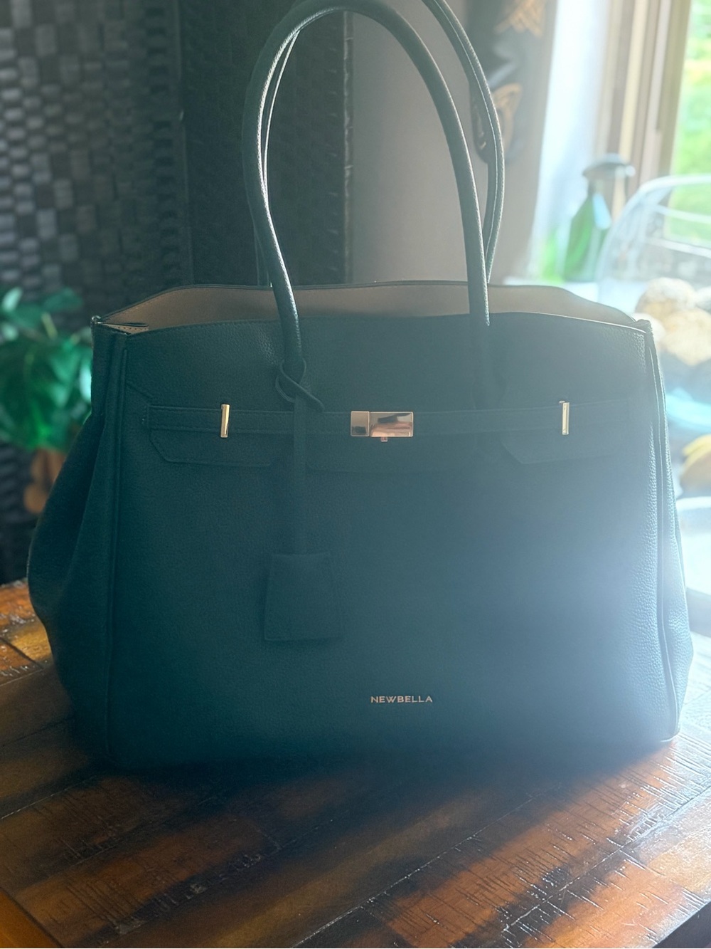Black Structured Laptop Tote